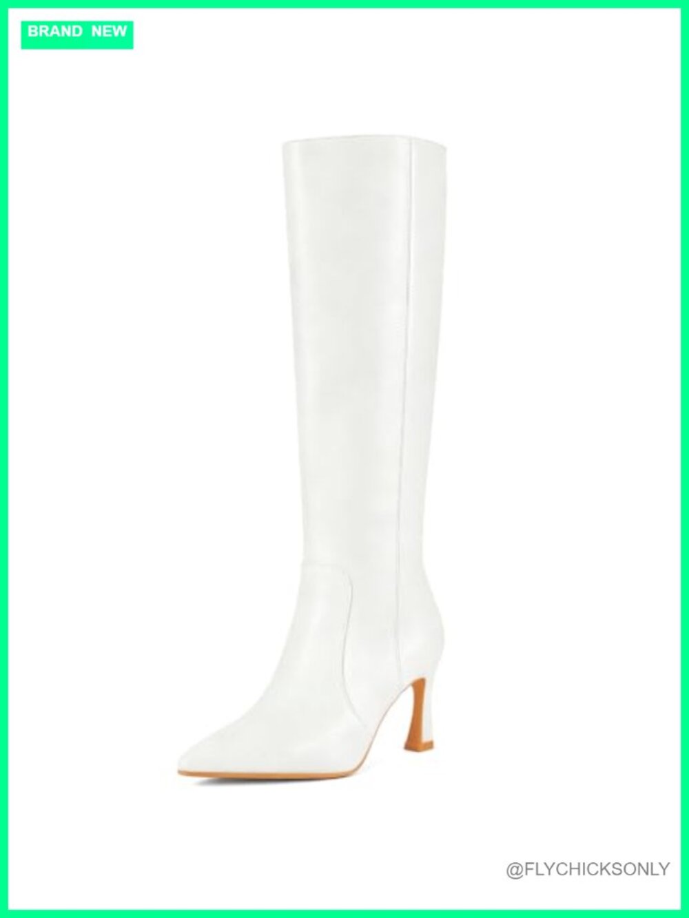 Faux Leather Knee High Heeled Boots Pointed Toe Tall Dress Boots